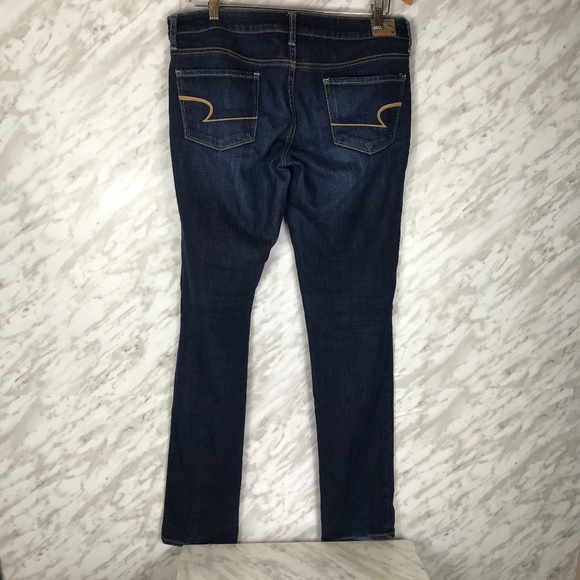 👻American Eagle Skinny Jeans Medium Wash 8 L 🐝 - Picture 3 of 10